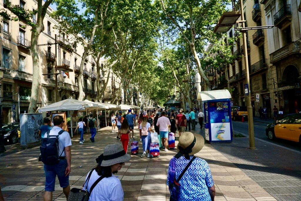 Walking in Las Ramblas in Barcelona