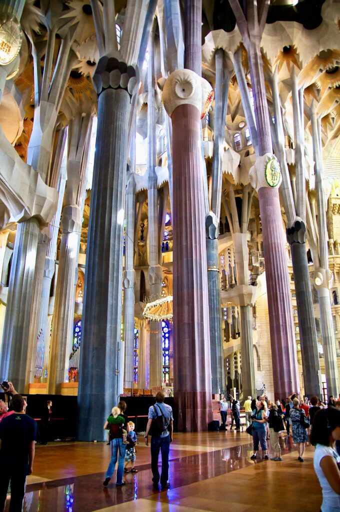 the amazing views of the interior of La Sagrada Familia