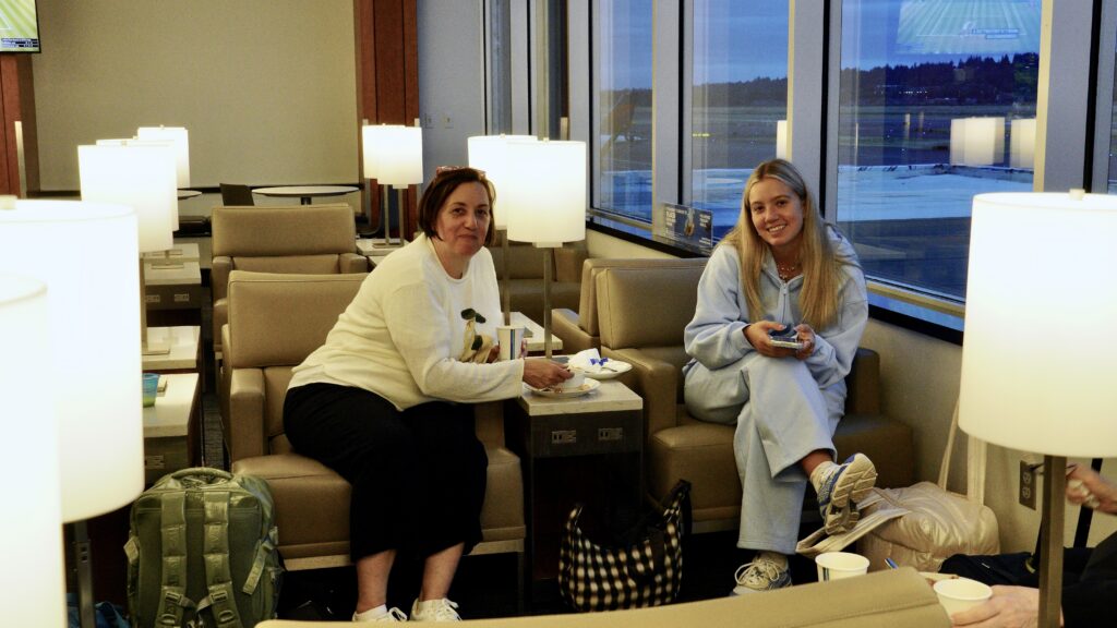 Relaxing before flight at the United Club
