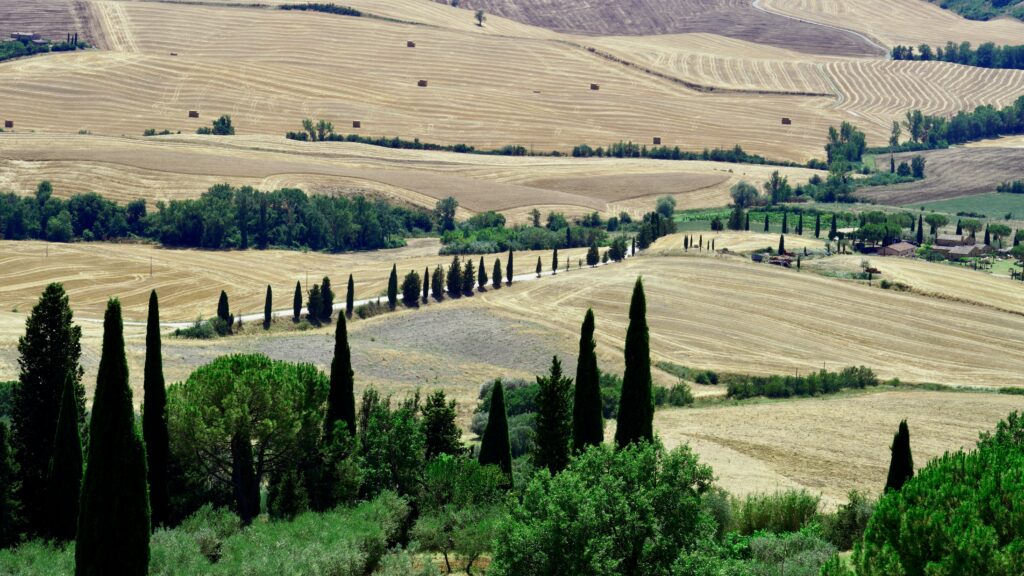 The Val d' Orcia region and the Tuscany countryside